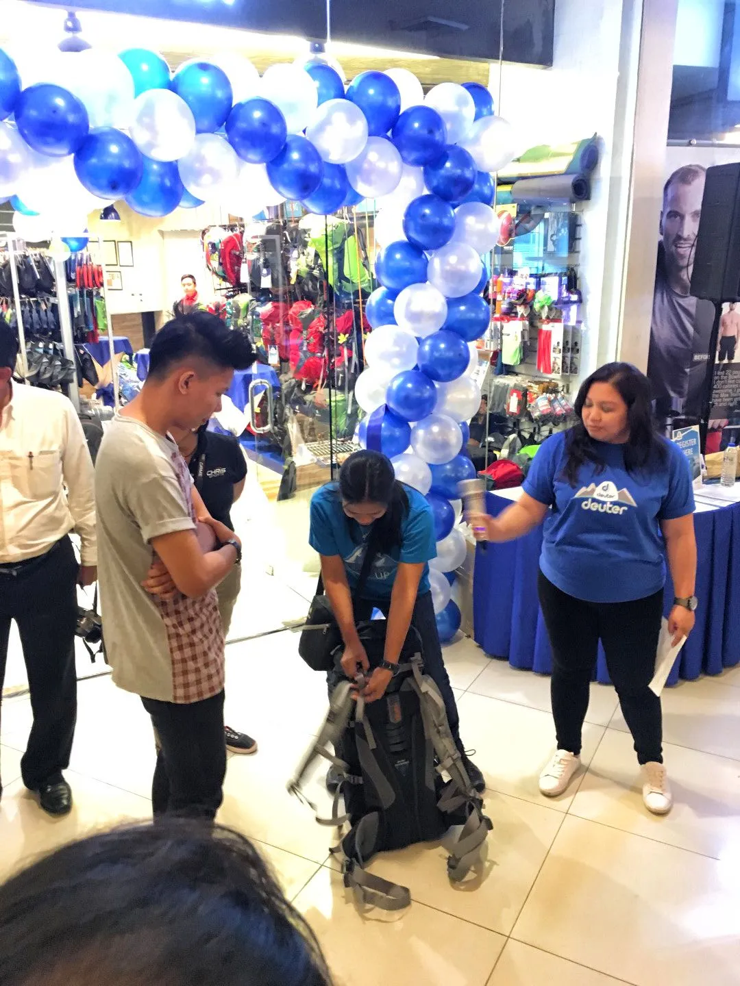 The team showing the guests the proper way to use the lighten up system.