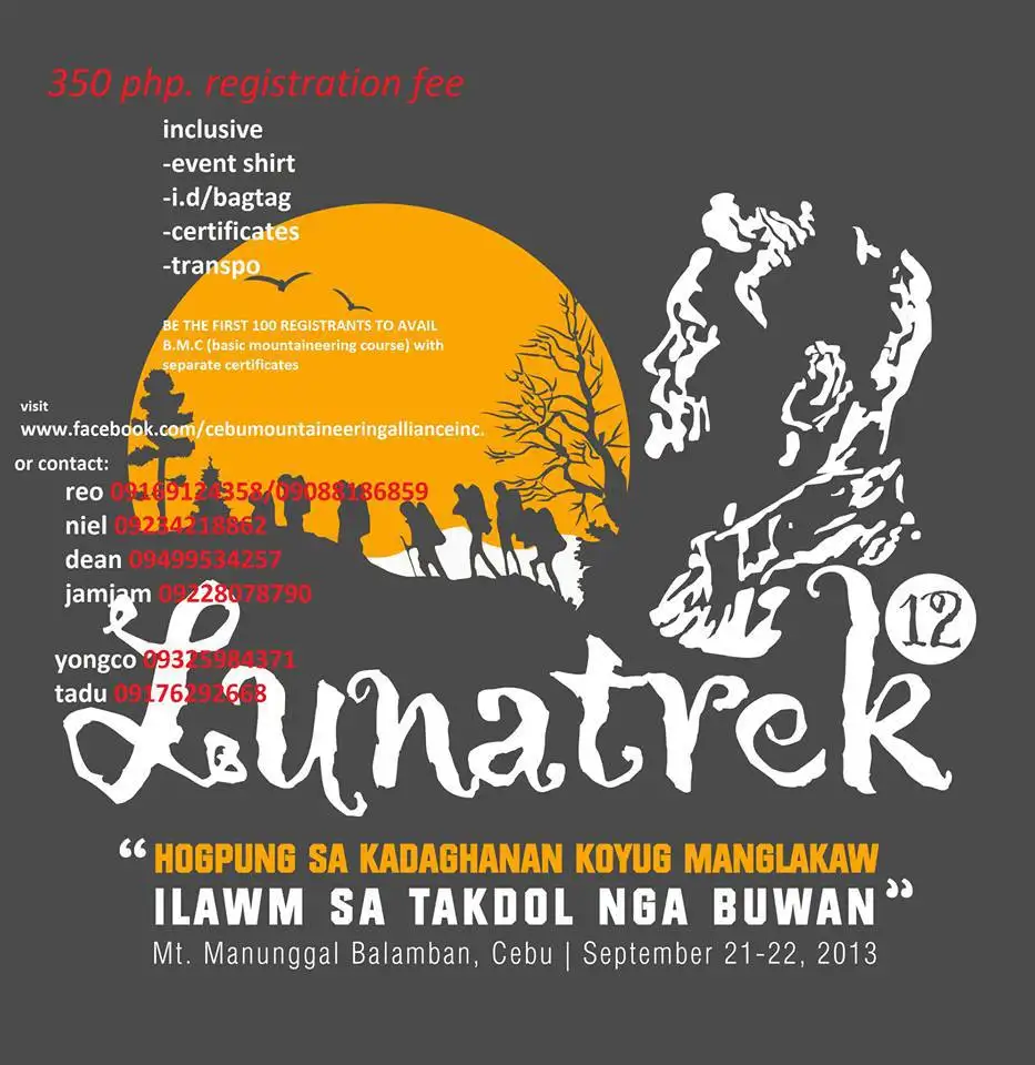 12th Annual Lunatrek @ Mt. Manunggal - September 21, 2013